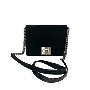 Vintage Donna Karan Women’s Nylon And Leather Turn Lock Black Shoulder Bag